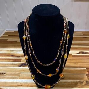 Elegant Multi-Strand Glass Beaded Necklace